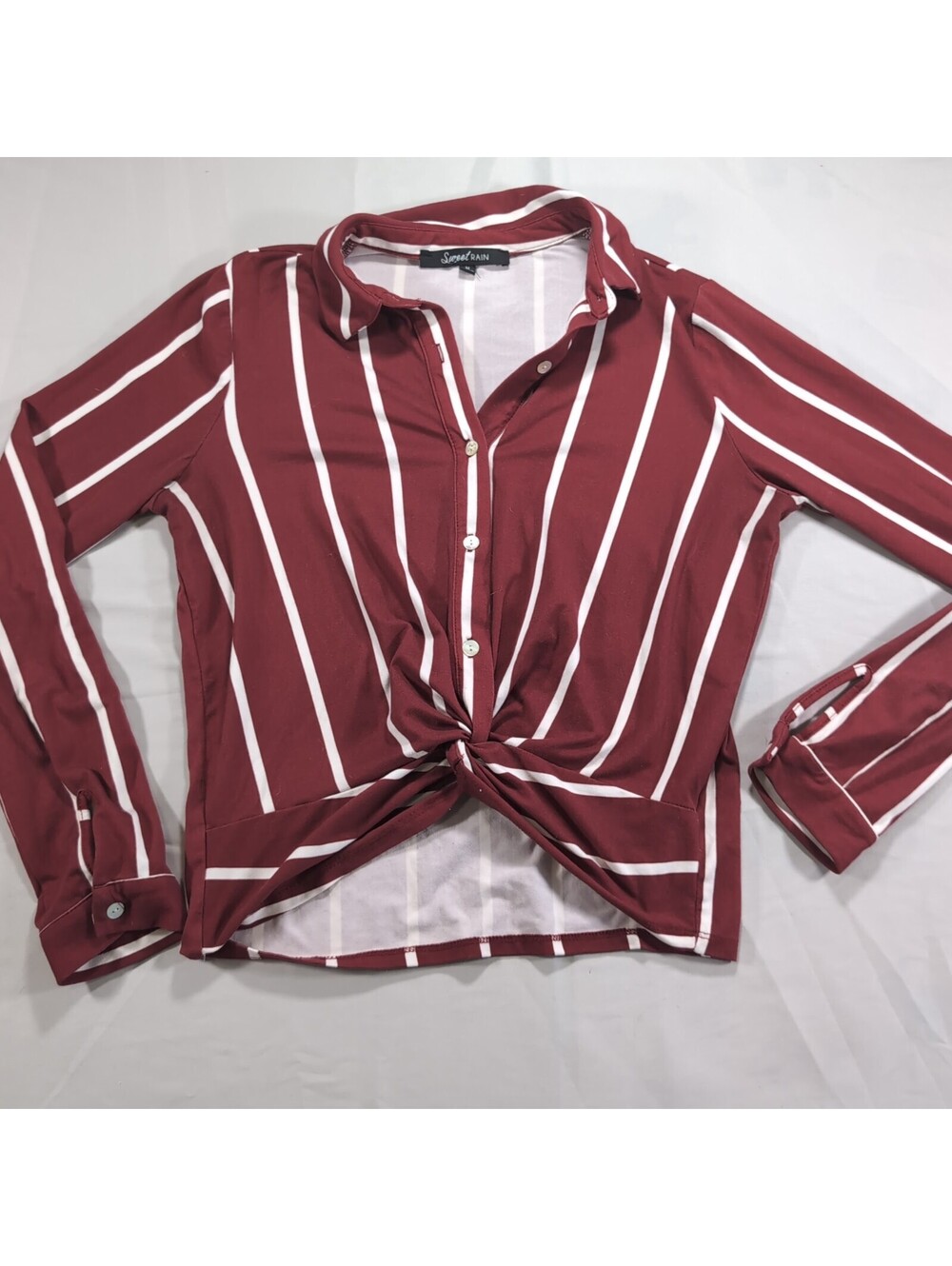Sweet Rain Striped Twist-Front Blouse